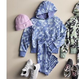 Adidas AOP Blue Patterned Set girls size M 10/12 NWT